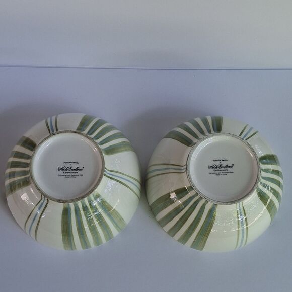 Set Of 2 Noble Excellence Earthenware Pistachio Vanilla Cereal Soup Bowl EUC - Picture 2 of 4